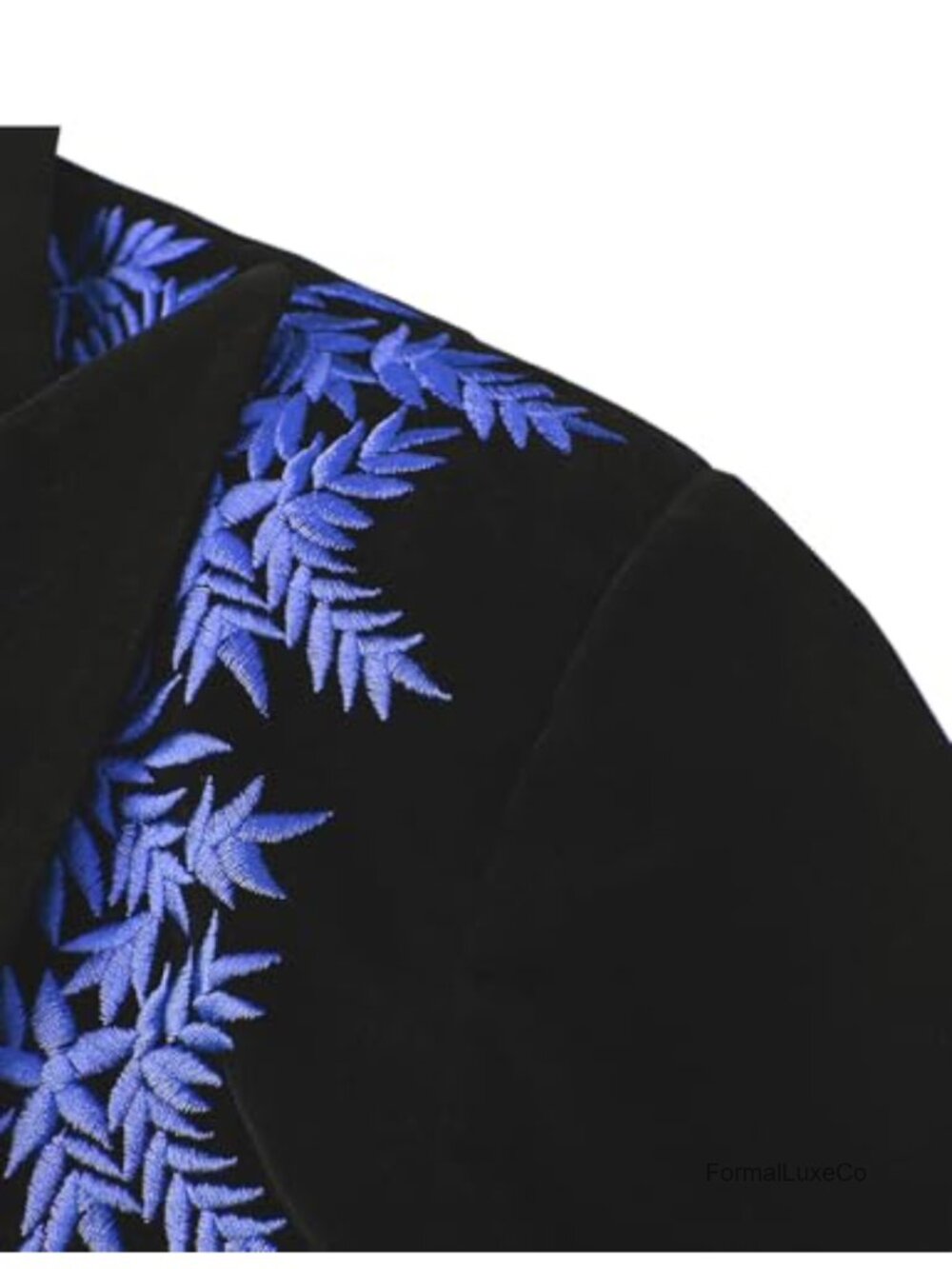 Men's Floral Embroidered Slim Fit Blazer Wedding Prom Party Peak Lapel - Picture 3 of 5